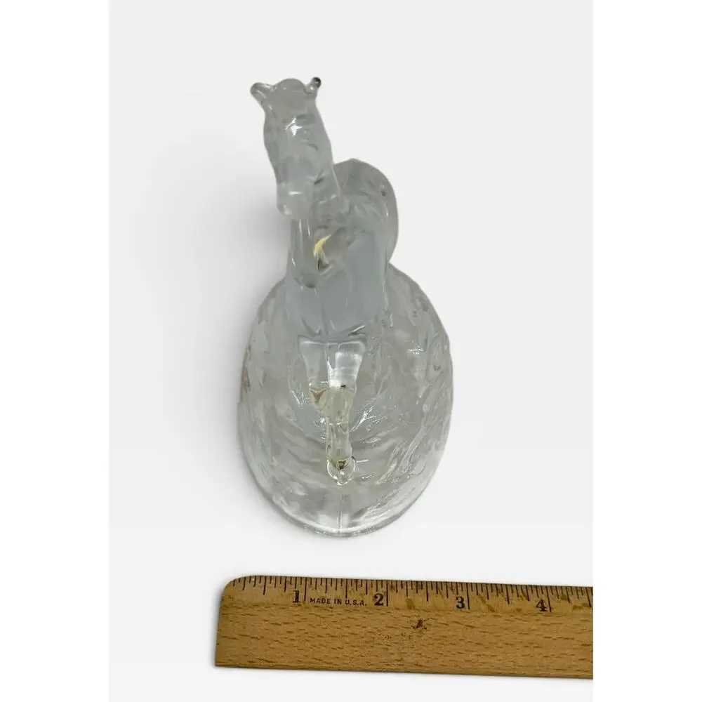 Vintage Cristal d'Arques Lead Crystal Rearing Horse Figurine Frosted Oval Base
